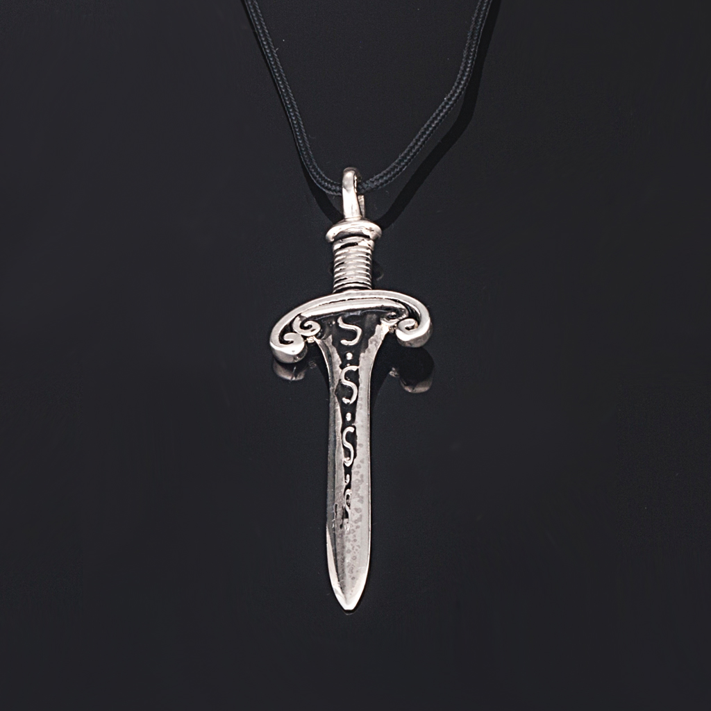 Sterling Silver Knight’s Sword on Adjustable Cord Necklace ...